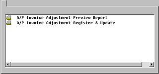Accounts Payable Adjustment Report Selector