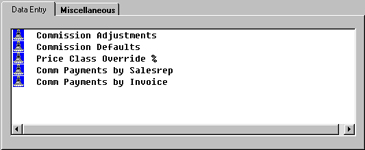 Commision Selector Data Entry